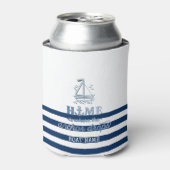 航海用ボート名、アンカー シー ネイビーブルー ストライプ 缶クーラー (缶正面)