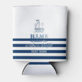 航海用ボート名、アンカー シー ネイビーブルー ストライプ 缶クーラー (正面)