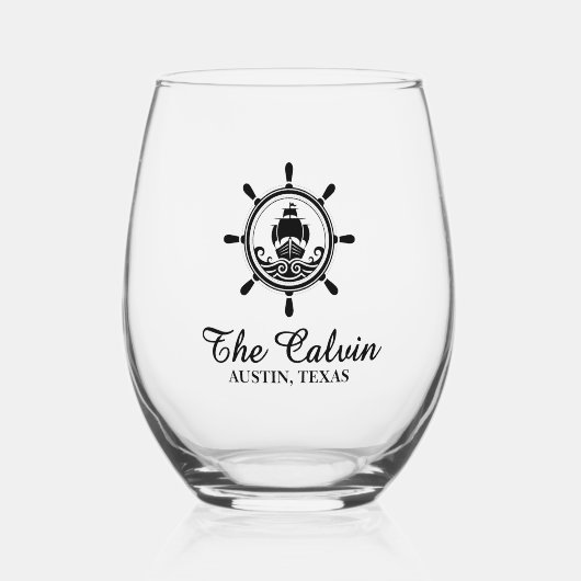 航海用ボート名 ステムなしワイングラス (正面)