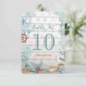 航海的なビーチウェディング | テーブル場所番号カード 招待状 (スタンド正面)