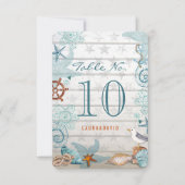 航海的なビーチウェディング | テーブル場所番号カード 招待状 (正面)
