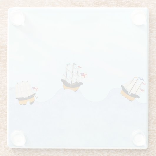 航海転が中の3隻の小さな船 ガラスコースター (裏面)