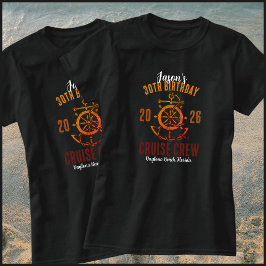 航海風オレンジとブラックの30歳の誕生日クルーズクルー Tシャツ