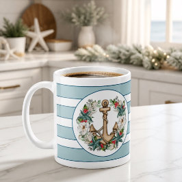 航海風クリスマスリースと錨 クラシックマグ コーヒーマグカップ