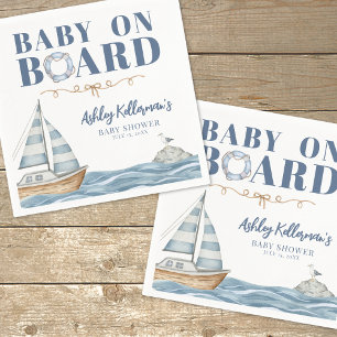 航海風ベビーシャワー Baby On Board スタンダードカクテルナプキン