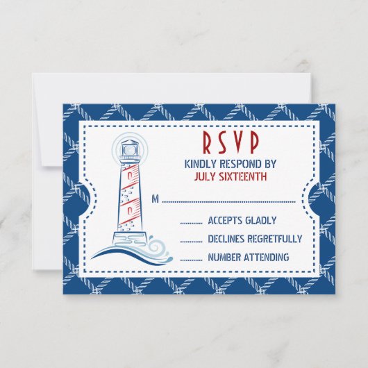航海風結婚式招待状 RSVP カード (正面)