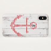 航海 アンカー 赤 ストライプ 白 木材 Case-Mate iPhoneケース (裏面(横))