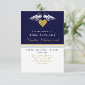 航海 コースト ブライダル シャワー ネイビーブルー シェル 招待状 (スタンド正面)