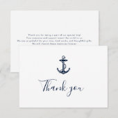 航海 ネイビーブルー アンカー 船名 クルーズ スワッグ サンキューカード (正面/裏面)