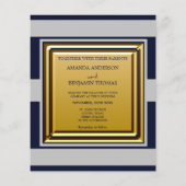 航海 ネイビーブルー グレー お手頃 結婚式招待状 チラシ (裏面)