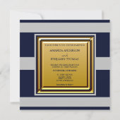 航海 ネイビーブルー グレー ストライプ アンカー 結婚式招待状 招待状 (裏面)