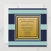 航海 ネイビーブルー ティール ストライプ アンカー ウェディング 招待状 (裏面)