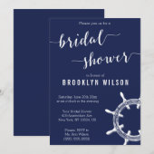 航海 ネイビーブルー ブライダルシャワー 招待状 ホイール (正面/裏面)