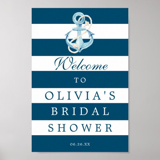航海 ネイビー ブライダル シャワー ウェルカム サイン (正面)