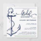 航海 ブライダルシャワー ネイビー アンカー 白 招待状 (正面)