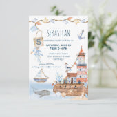 航海 ボート 灯台 誕生日 招待状 (スタンド正面)