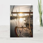 航海 ヨットと夕焼けの写真 カード (正面)