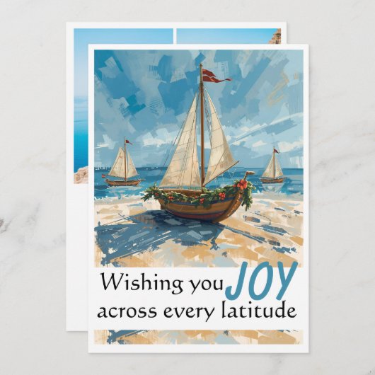 航海 ヨット クリスマス カード (正面/裏面)