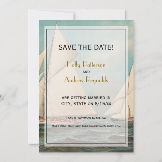 航海 ヴィンテージ ヨット レース #1 保存日 招待状 (裏面)