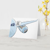 航空おもしろい漫画のアヒルのグリーティングカード カード (黄色い花)