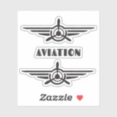 航空アイコン飛行機とタイポグラフィ記号 シール (シート)