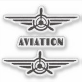 航空アイコン飛行機とタイポグラフィ記号 シール (正面)