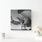 航空アイコン スクエア壁時計 (ホーム)