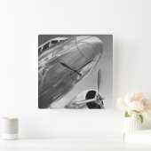 航空アイコン: 終わりの眺め スクエア壁時計 (ホーム)