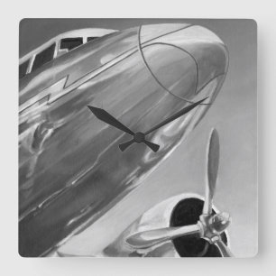 航空アイコン: 終わりの眺め スクエア壁時計