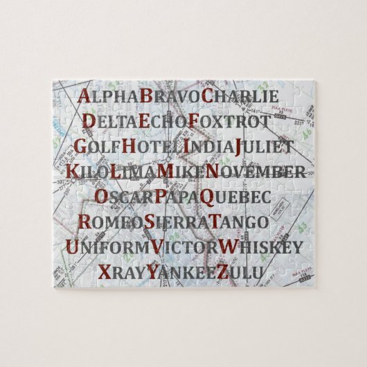 航空アルファベット、パイロットの音声アルファベット ジグソーパズル (横)