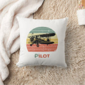 航空クール機&サンセットヴィンテージレトロスタイルシンプル クッション (ブランケット)