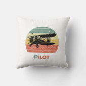 航空クール機&サンセットヴィンテージレトロスタイルシンプル クッション (裏面)