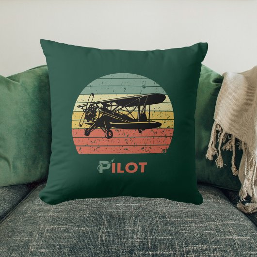 航空クール機&サンセットヴィンテージレトロスタイルシンプル クッション