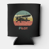 航空クール機&サンセットヴィンテージレトロスタイルシンプル 缶クーラー (正面)