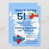 航空テーマバースデーパーティ招待状子供へ 招待状 (正面/裏面)