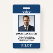 航空パイロット会社フォトセキュリティIDバーコード バッジ (正面)