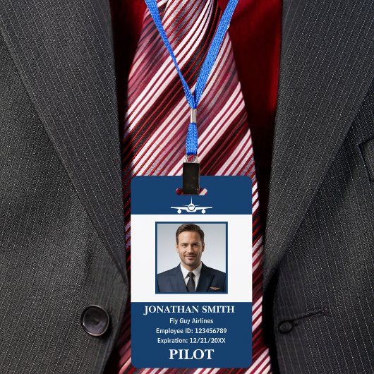 航空パイロット会社フォトセキュリティIDバーコード バッジ