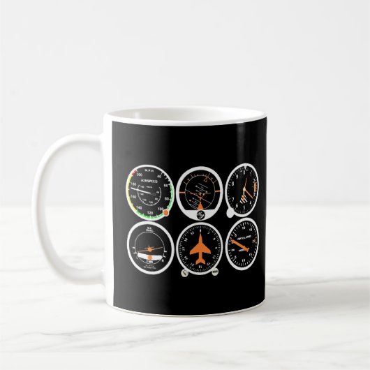 航空パイロット飛行機基本楽器 コーヒーマグカップ (左)