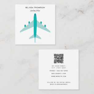 航空パイロット飛行機QRコードソーシャルメディア スクエア名刺