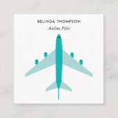 航空パイロット飛行機QRコードソーシャルメディア スクエア名刺 (正面)