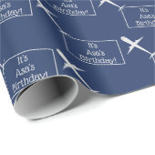 航空パーソナライズされた機子供の誕生日グレーブルー ラッピングペーパー (ロールコーナー)