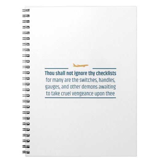 航空ユーモアはチェックリストを無視しません ノートブック (正面)