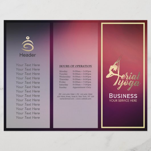 航空ヨガ瞑想フィットネスインストラクターパンフレット チラシ (正面)