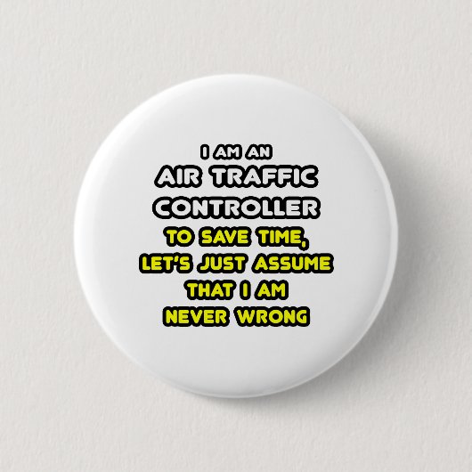航空交通おもしろい制御装置Tシャツ 缶バッジ (正面)