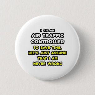 航空交通おもしろい制御装置Tシャツ 缶バッジ