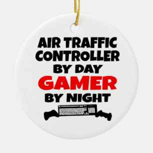 航空交通制御ゲーマー セラミックオーナメント