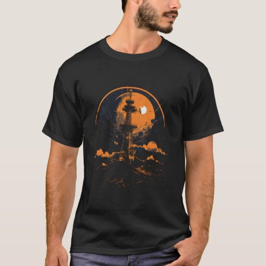 航空交通管制塔グラフィックティー Tシャツ (正面)
