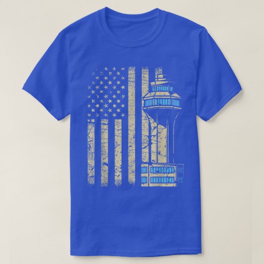 航空交通管制塔航空機空域ATC Tシャツ (デザイン正面)