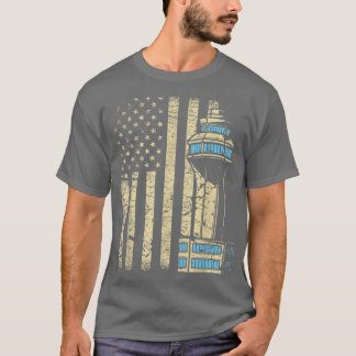 航空交通管制塔航空機空域ATC Tシャツ