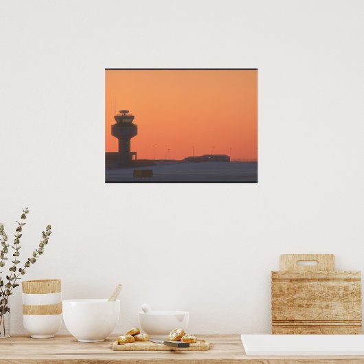 航空交通管制塔_軍隊航空機 ポスター (キッチン)